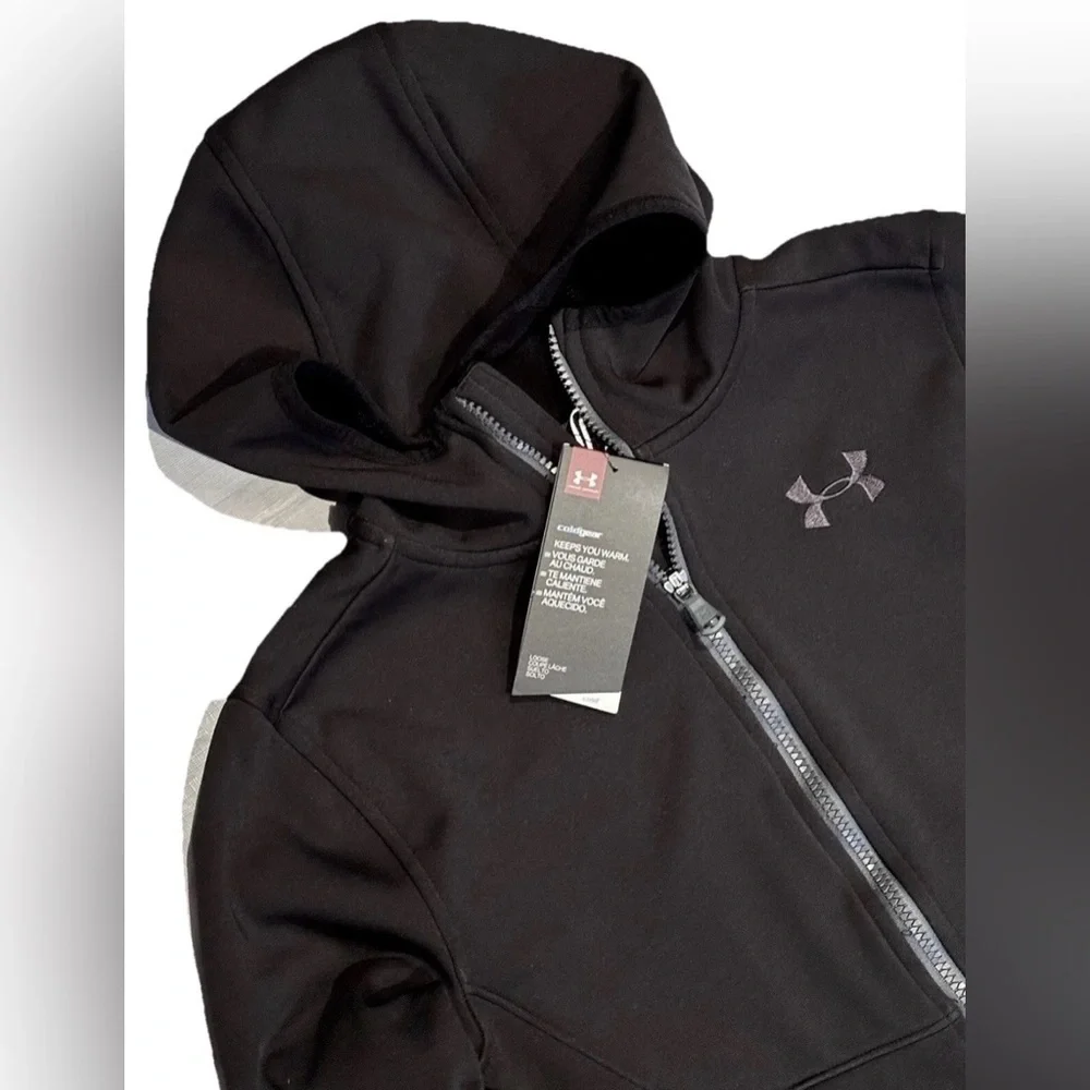 NEW SZ L BOYS JACKET UNDER ARMOUR TECHNO COLDGEAR FULL ZIP HOODIE